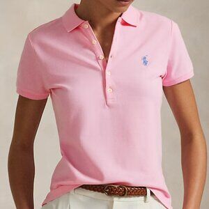 Polo Ralph Lauren Pink Skinny Fit Polo Shirt L Blue Pony Cotton